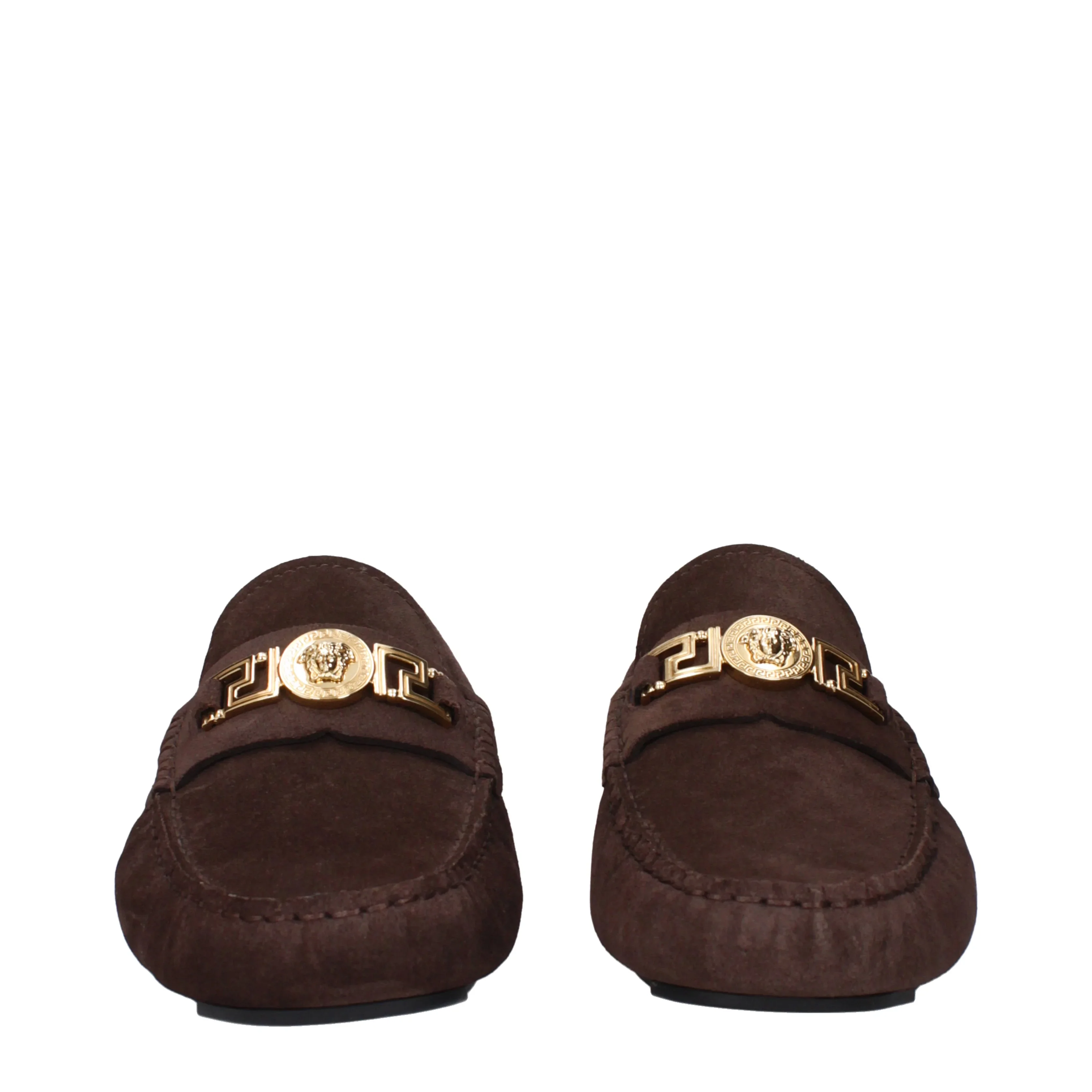 Versace Brown Suede Loafers with Medusa Hardware - Image 3