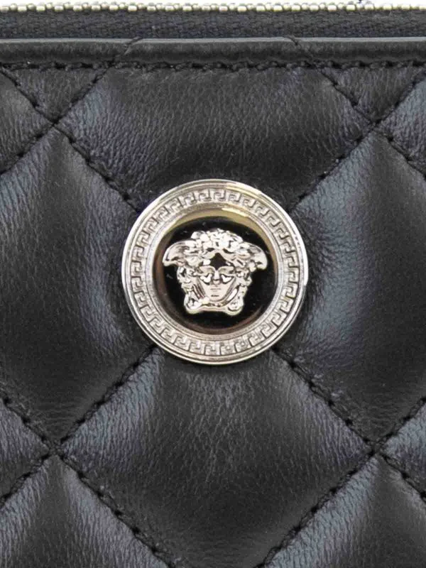 Versace Quilted Leather Medusa Wallet in Black - Image 4