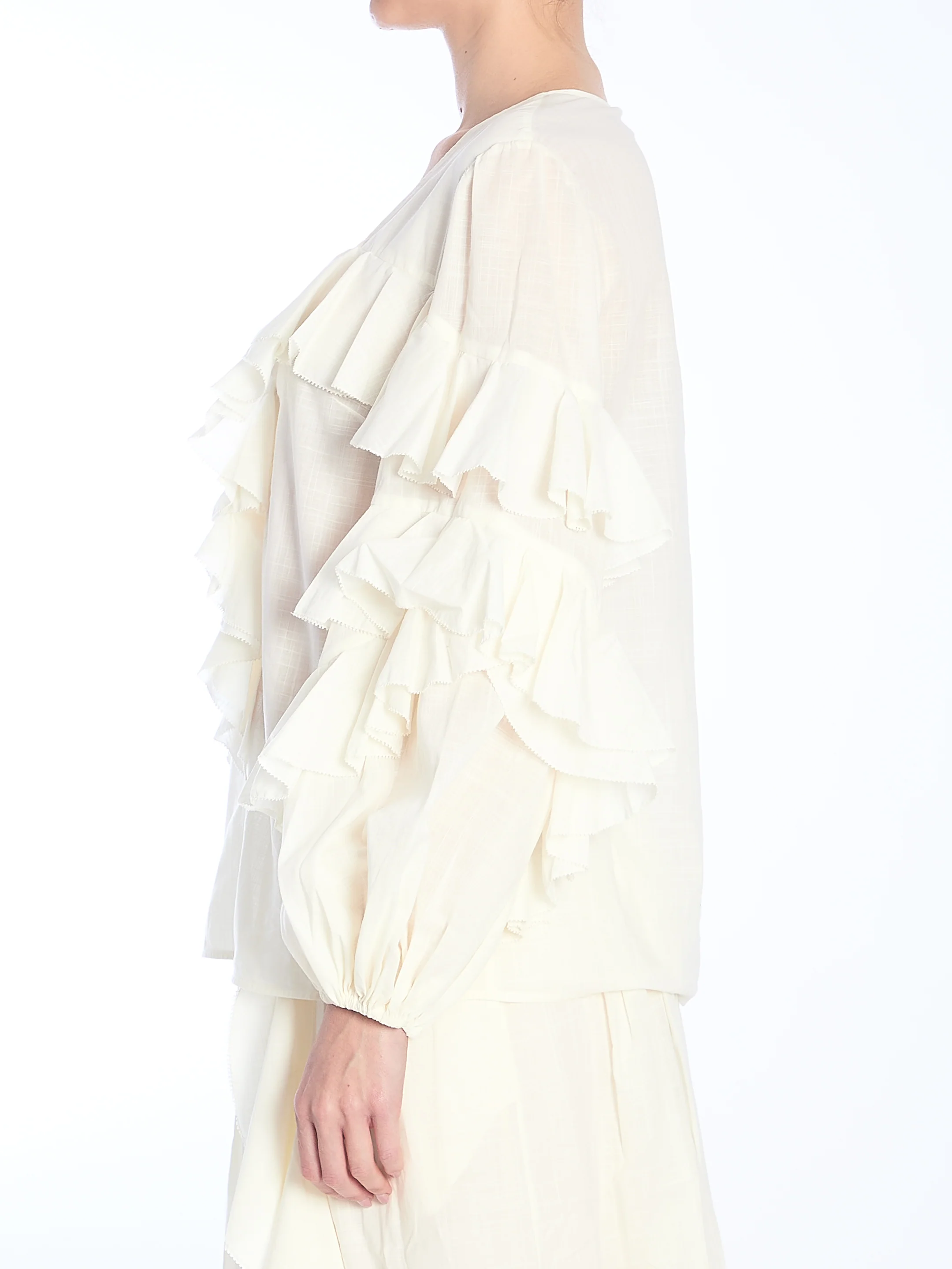 Zimmermann Ruffled Ivory Blouse - Image 3